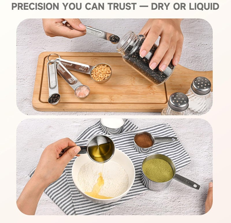Strelitsia Measuring Cups and Spoons Set,Stainless Steel 8 Piece Nesting Measuring Tools for Dry & Liquid Ingredients, Kitchen Gadgets for Cooking and Baking, Includes 4 Cups and 4 Spoons - Image 3